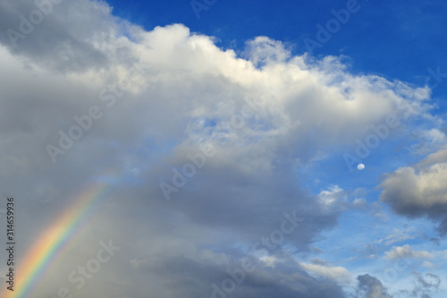 Rainbow sky and moon