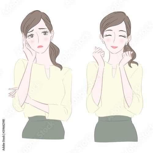 ビジネス 女性　悩み喜び　セット