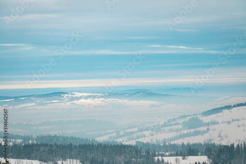 landscape mountains forest and snow © Rudi