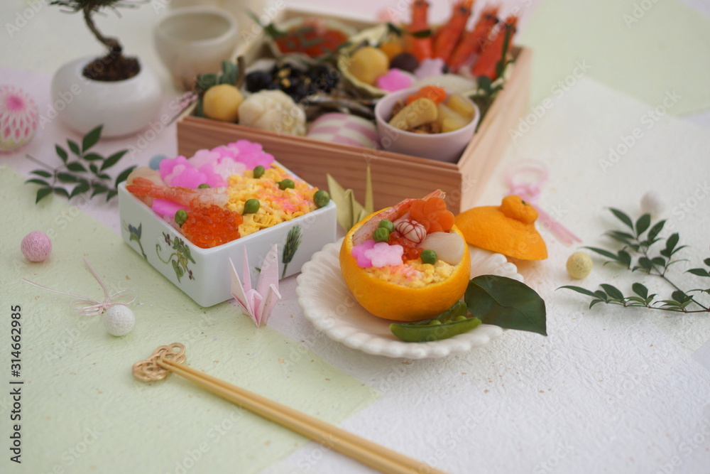 おせち料理と花ちらしずし・みかんずし おせち料理と花ちらしずし・みかんずし
