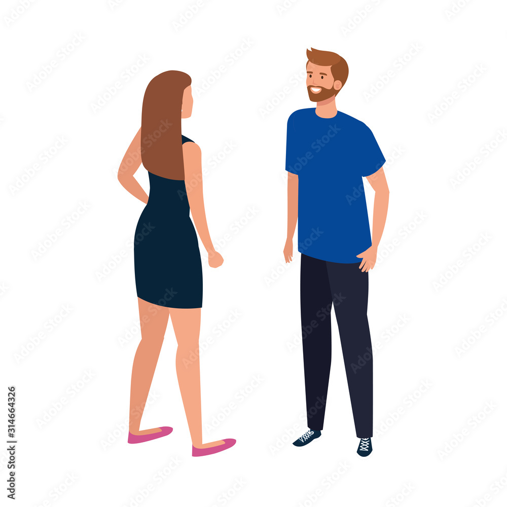 young couple avatar character icons vector illustration design young couple avatar character icons vector illustration design