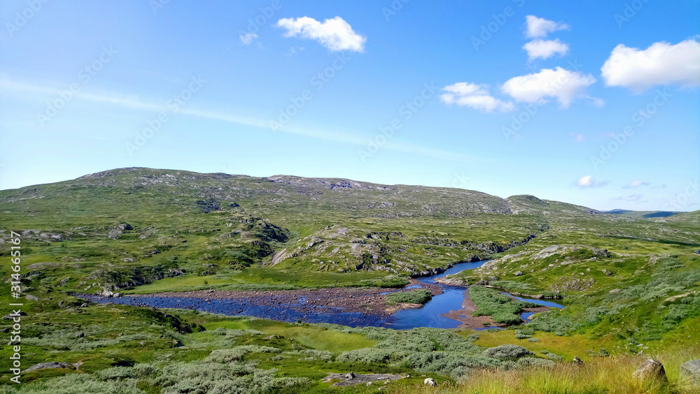 Beautiful small blue lake high up in the mountains of Norway Beautiful small blue lake high up in the mountains of Norway