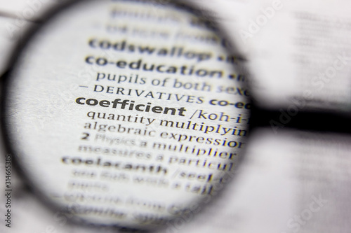 Word or phrase Coefficient in a dictionary.