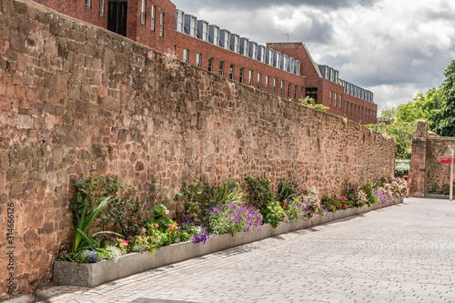 Old wall in the center of Exeter.