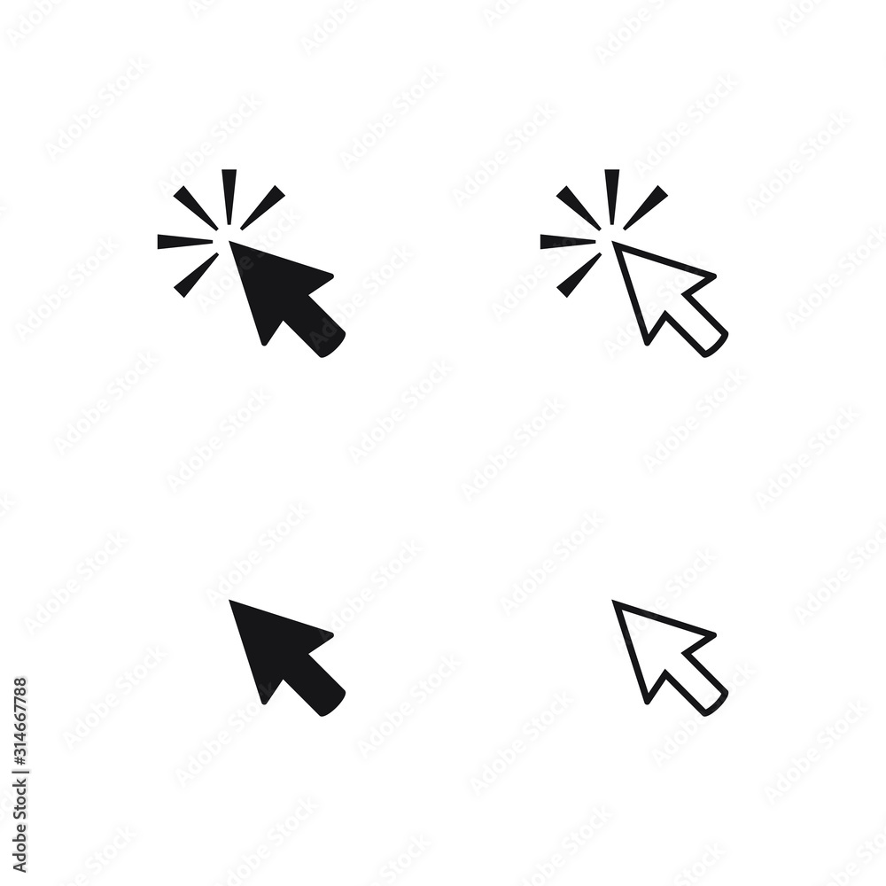 Mouse cursor vector icon, clicking cursor pointer icon vector Mouse cursor vector icon, clicking cursor pointer icon vector