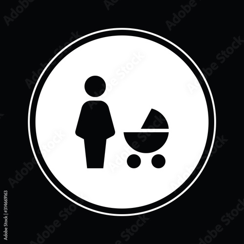 Mother with baby carriage icon illustration isolated vector symbol symbol