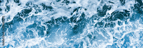 Aerial view of salt ocean waves. Blue water aqua sea background ot texture. R...