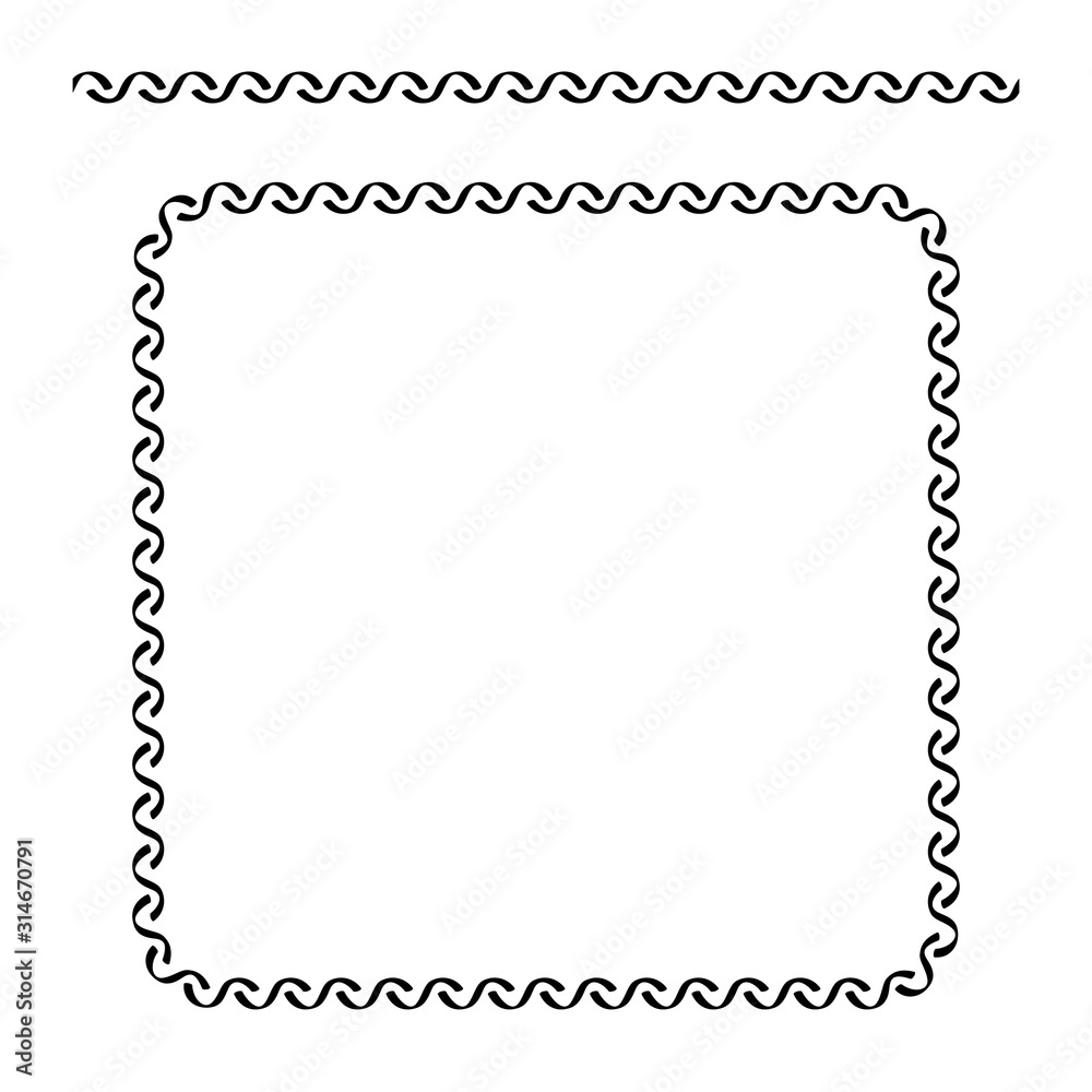 Vector Rounded Corner Square Black Frame, Isolated On White Vector Rounded Corner Square Black Frame, Isolated On White