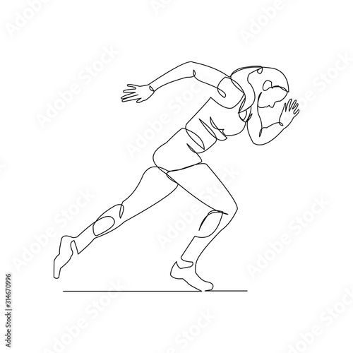 continuous line drawing of female running atlhete. Vector illustration