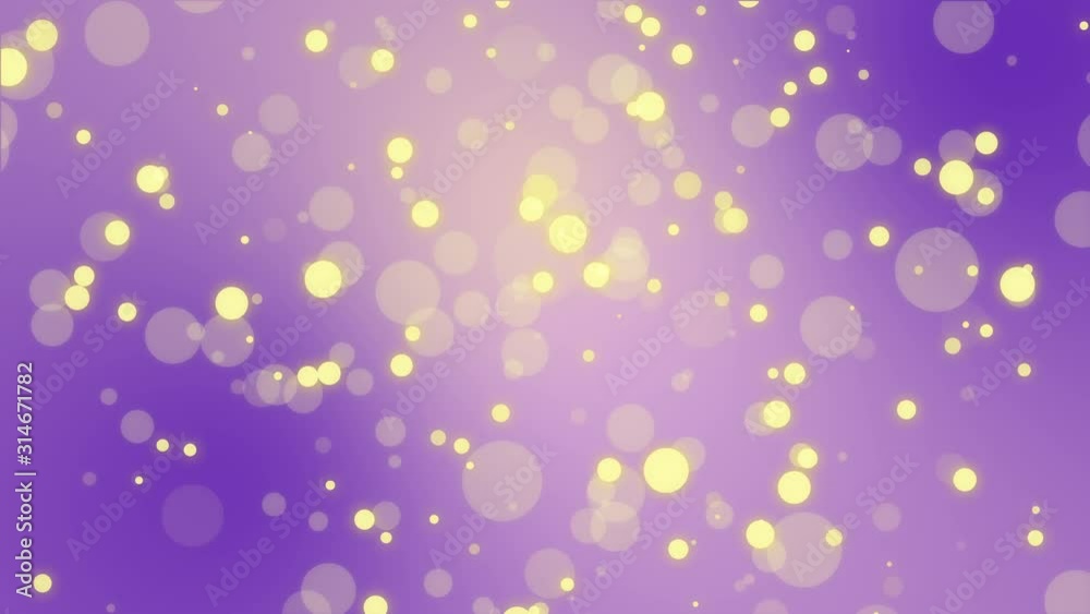 Animated glowing purple yellow background with floating bokeh light particles. Animated glowing purple yellow background with floating bokeh light particles.