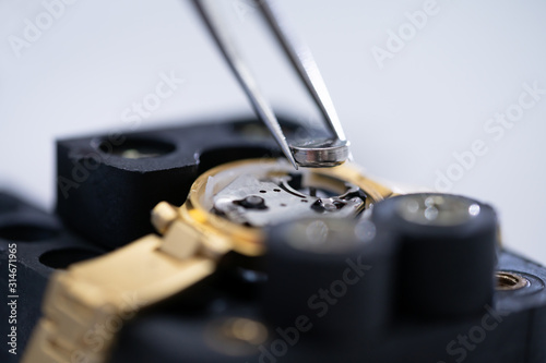 Wallpaper Mural Tweezers With Battery And Wrist Watch Torontodigital.ca