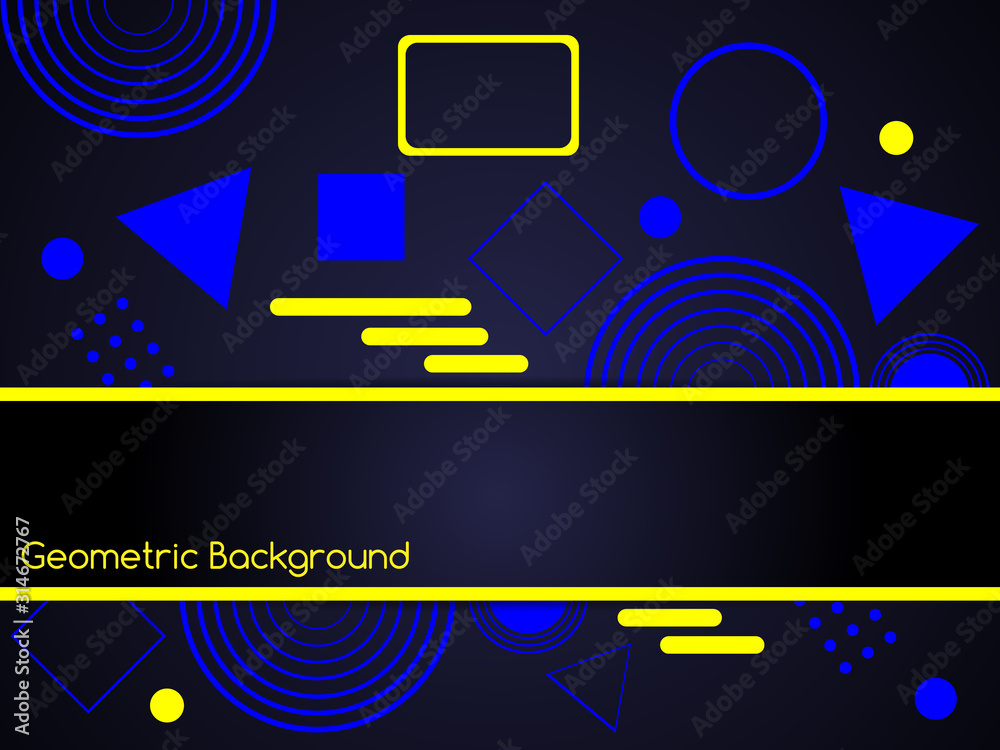 Modern composition with geometric shapes. Trendy geometric background. Simple geometric shapes in vibrant blue and yellow. EPS 10 vector illustration.