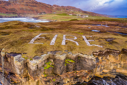 Eire marking at Muckross Head in County Donegal - Ireland photo