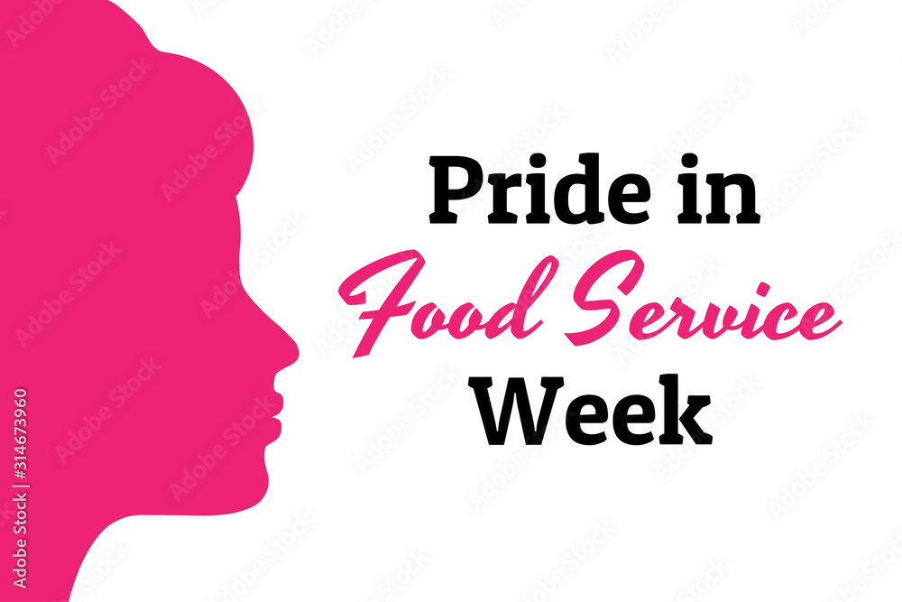 Pride in Food Service Week concept banner with female silhouette. Template for background, banner, card, poster with text inscription. Vector EPS10 illustration.