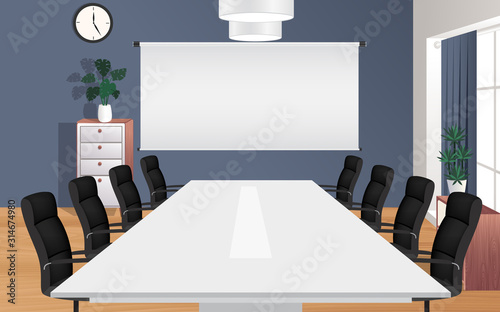 Table and chairs in the meeting room	