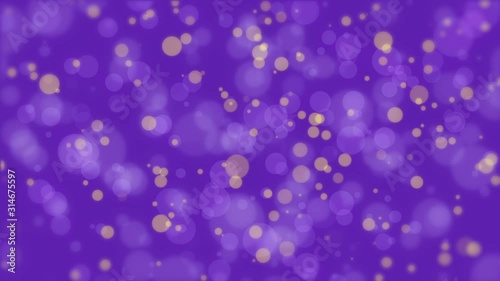 Animated glowing purple background with floating  yellow bokeh light particles.