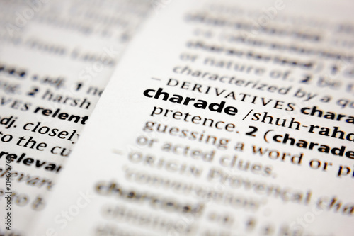 Word or phrase charade in a dictionary.