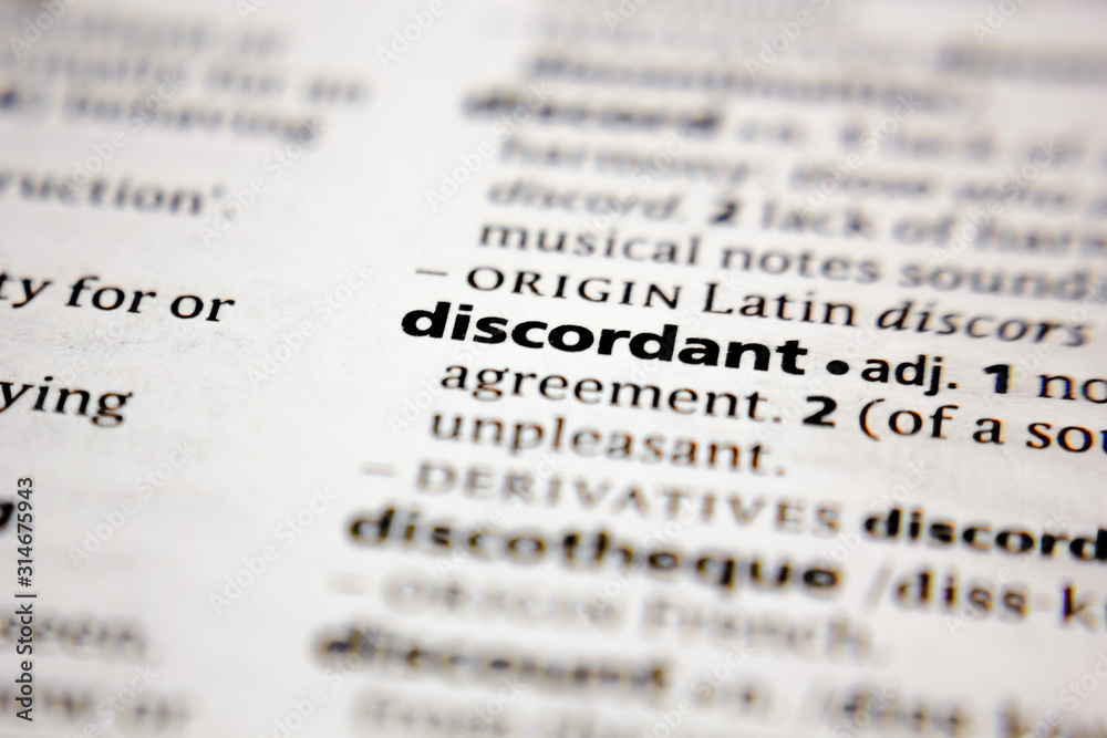 Word or phrase discordant in a dictionary. Word or phrase discordant in a dictionary.