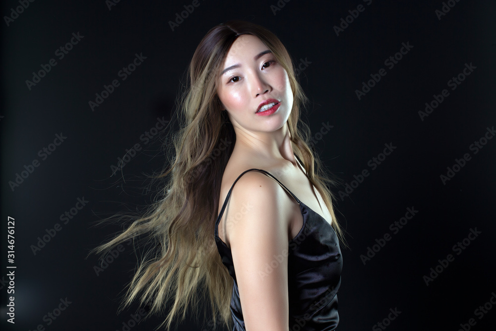 Naklejka premium young Chinese model white different looks
