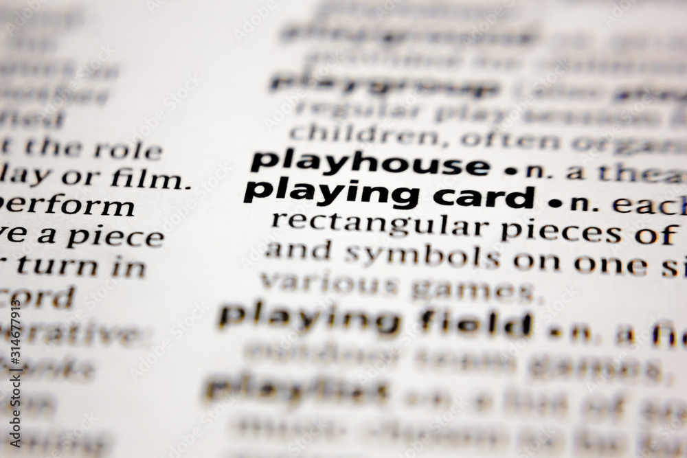 Word or phrase playing card in a dictionary. Word or phrase playing card in a dictionary.