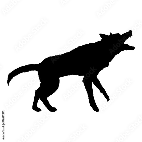 Vector Silhouette Barking German Shepherd Dog