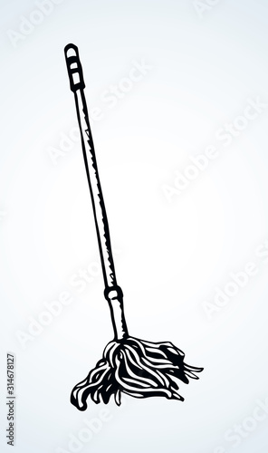 Long Home Mop. Vector drawing