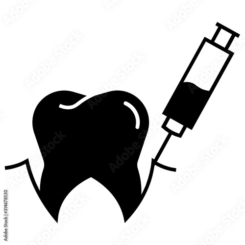 Lignocaine Injection with teeth, Dentistry anesthesia Concept, Dental Surgeon Vector Icon Design