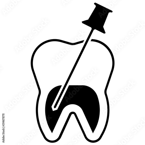 root canal therapy vector, dental care icon