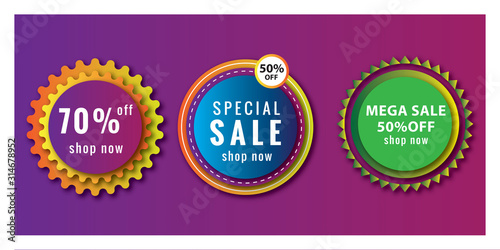 Sale quality badges. Round hundred percent assured label badge. Sticker vector illustration icons set