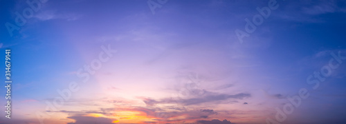 panorama image of beautiful twilight cloud and sky