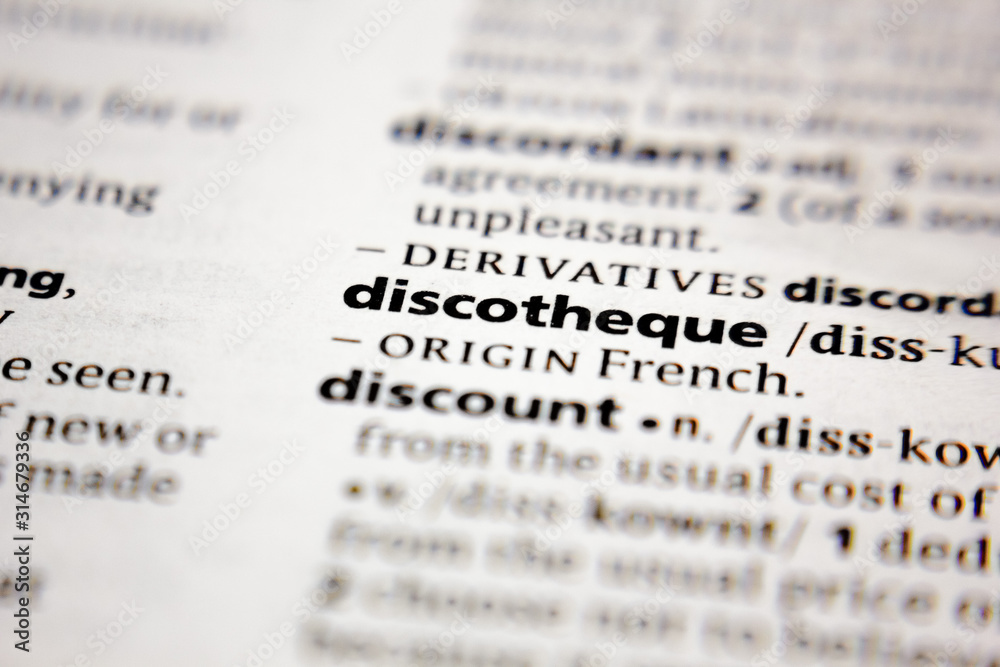 Word or phrase discotheque in a dictionary. Word or phrase discotheque in a dictionary.