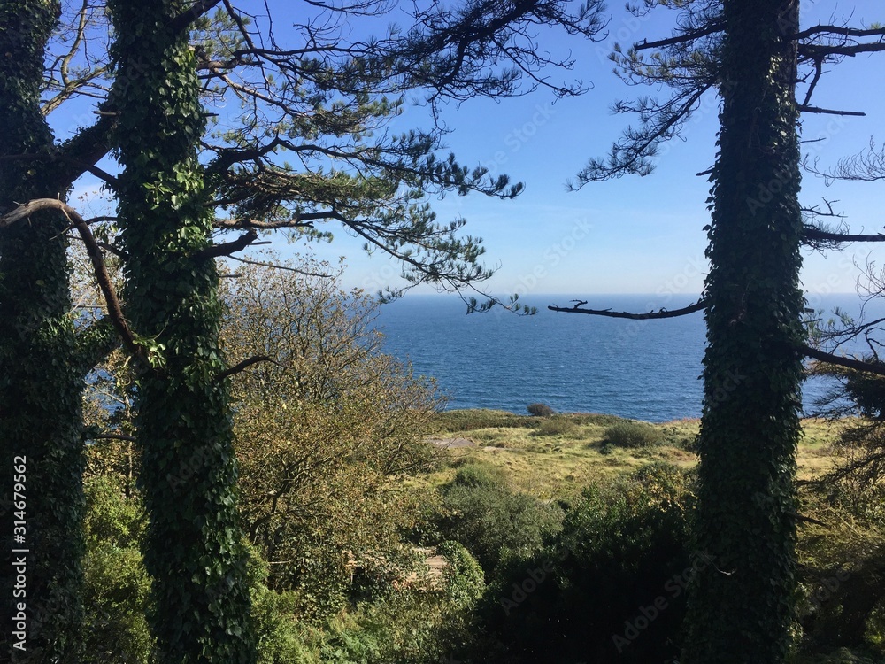 Window on the sea: view of the Irish Sea at Groudle Glen, Isle of Man