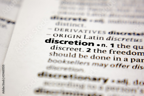 Word or phrase discretion in a dictionary.