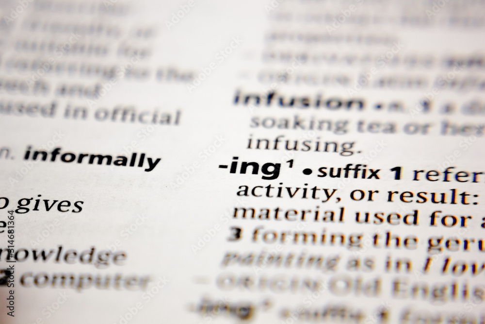 Word or phrase ing suffix in a dictionary. Word or phrase ing suffix in a dictionary.