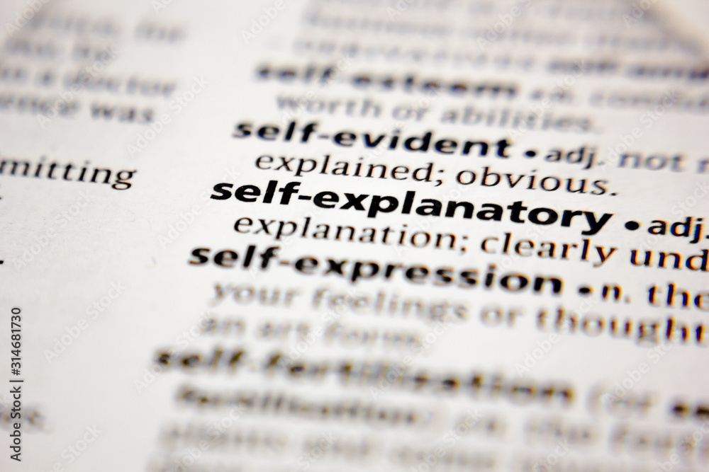 Word or phrase self-explanatory in a dictionary. Word or phrase self-explanatory in a dictionary.