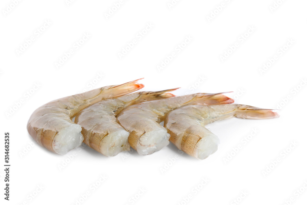 Fresh raw shrimp isolated on white. Healthy seafood Fresh raw shrimp isolated on white. Healthy seafood