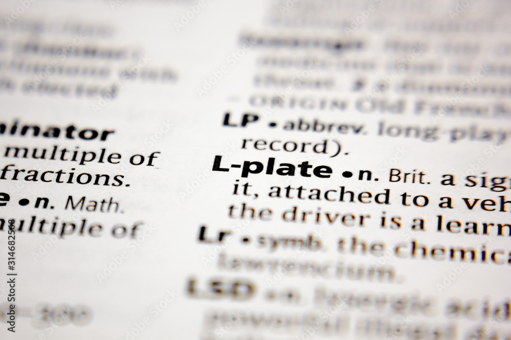 Word or phrase L-plate in a dictionary. Word or phrase L-plate in a dictionary.