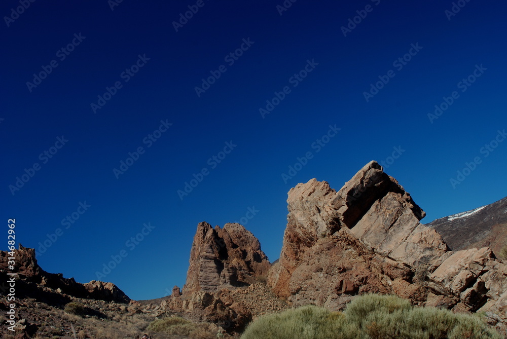 Teide National Park rocks showing their volcanic nature with attractive shapes and colours