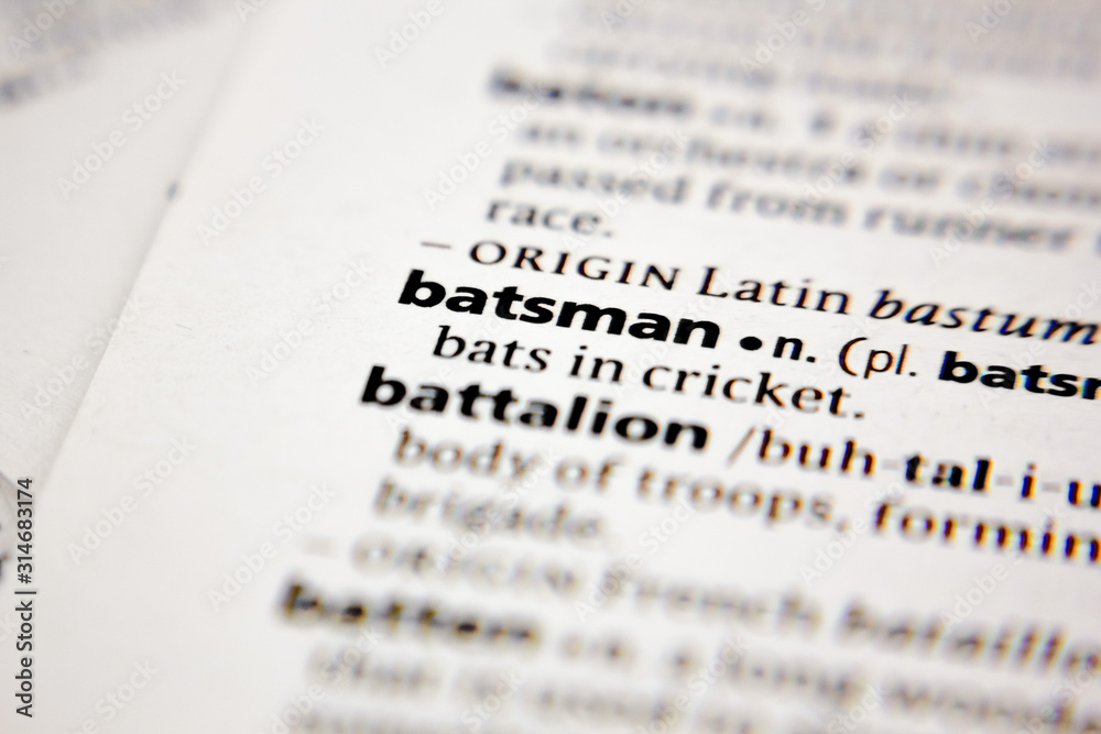 Fototapeta premium Word or phrase batsman in a dictionary.