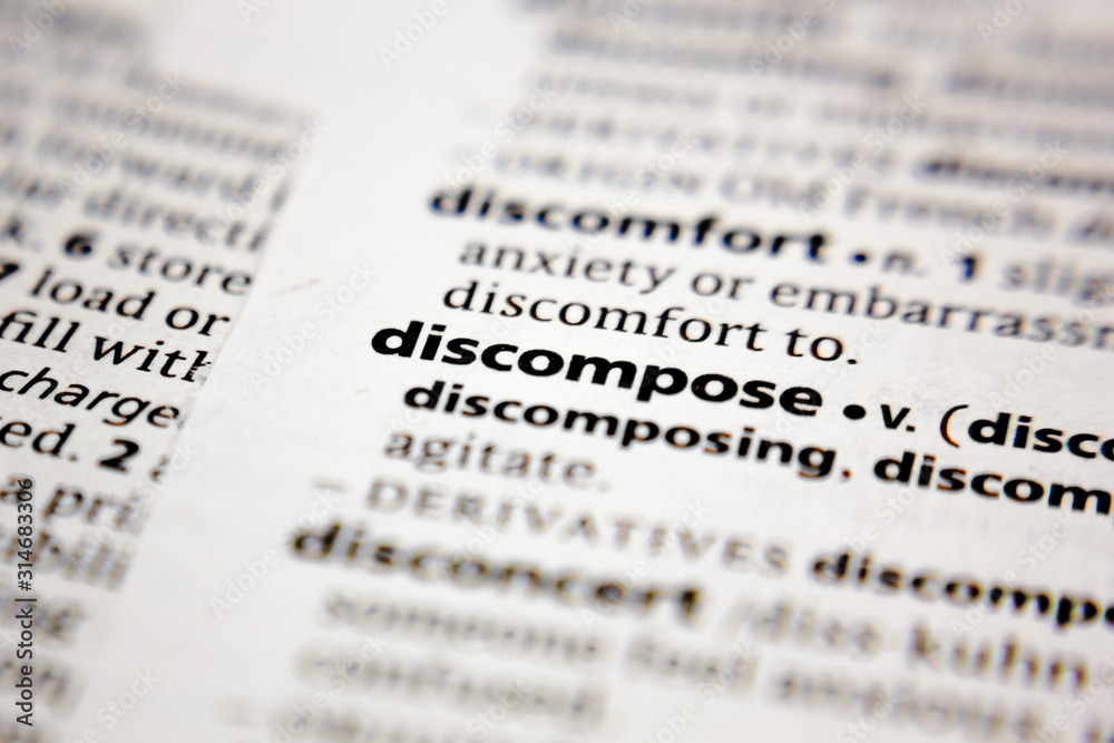 Word or phrase discompose in a dictionary. Word or phrase discompose in a dictionary.