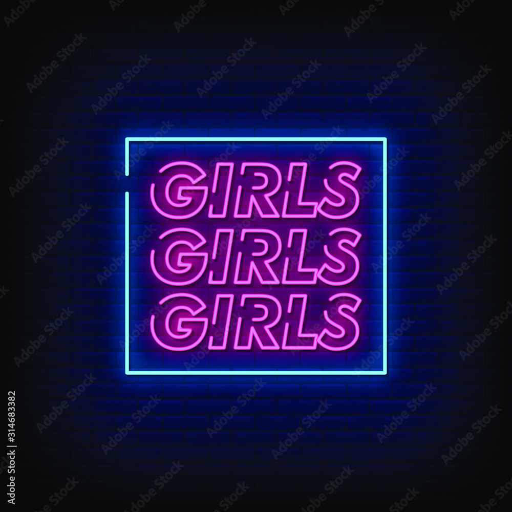 Girls Neon Signs Style Text Vector