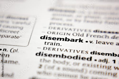 Word or phrase disembark in a dictionary.