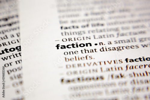 Fotografía Word or phrase faction in a dictionary.