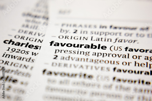 Word or phrase favourable in a dictionary.