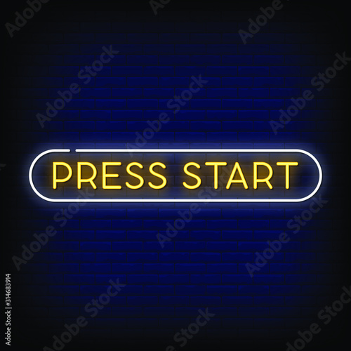 Press Start Neon Signs Style Text Vector