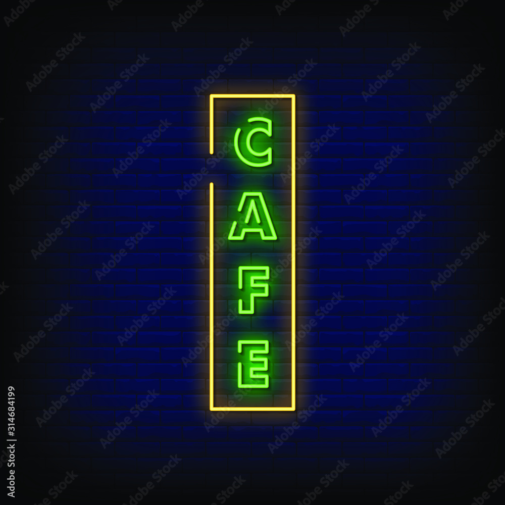 Cafe Neon Signs Style Text Vector