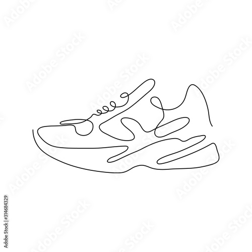 One line sneaker design silhouette.Hand drawn minimalism style vector illustration