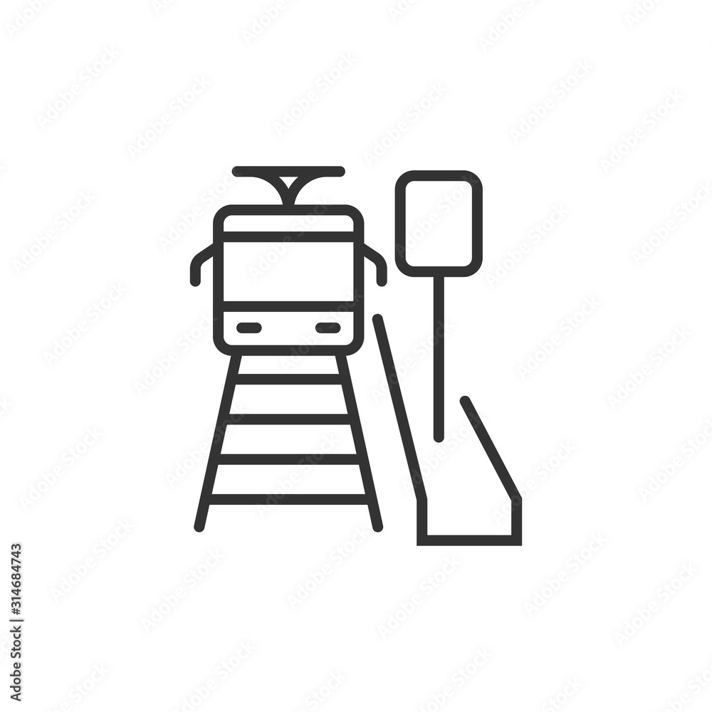 Metro station icon in flat style. Train subway vector illustration on white isolated background. Railroad cargo business concept. Metro station icon in flat style. Train subway vector illustration on white isolated background. Railroad cargo business concept.