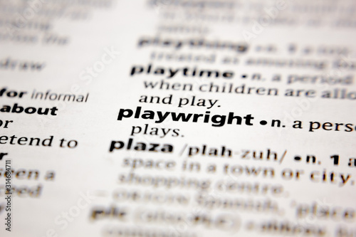 Word or phrase playwright in a dictionary. photo