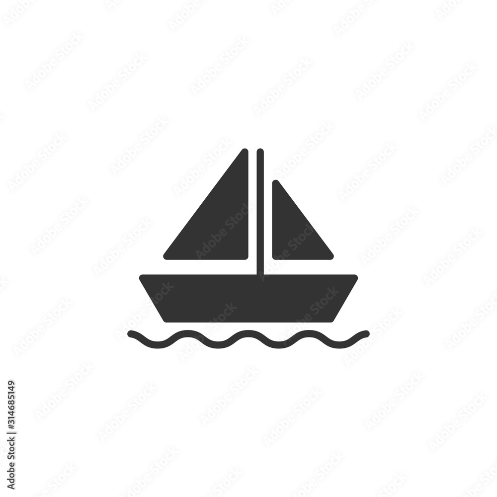 Tourism ship icon in flat style. Fishing boat vector illustration on white isolated background. Tanker destination business concept. Tourism ship icon in flat style. Fishing boat vector illustration on white isolated background. Tanker destination business concept.